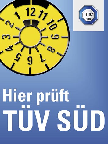 TÜV Süd Logo mit einer Plakette
